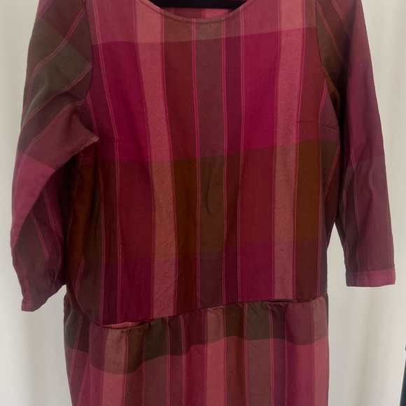 In God We Trust Drop Waist Burgundy Plaid Wool Dress - Picture 3 of 6